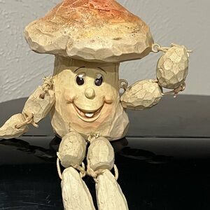 Whimsical Mushroom Figurine - Cream and Orange